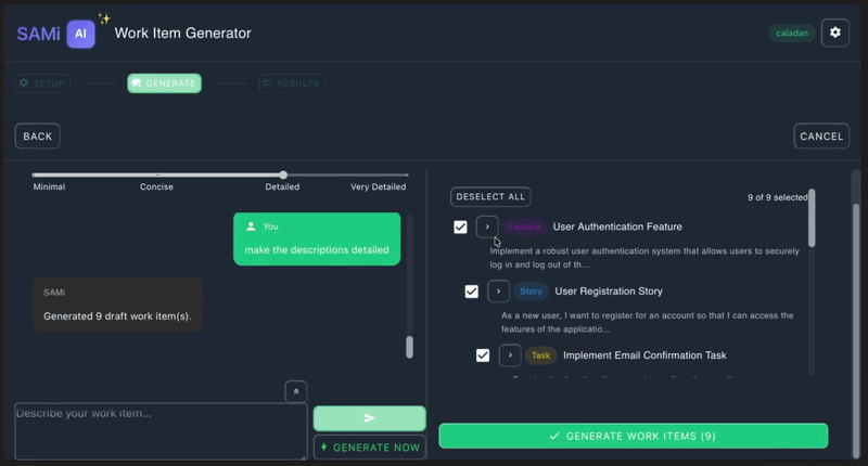 Step 4: deselect work items
